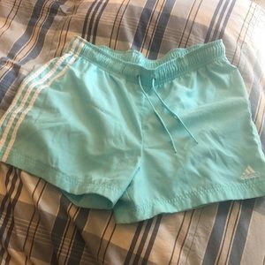 Light aqua Adidas un-lined shorts